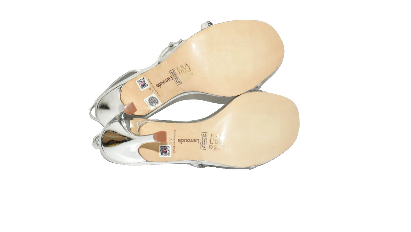 $400 LARROUDE Annie Sandal Silver Specchio Swarovski Crystals HEEL 8.5 (DB37)