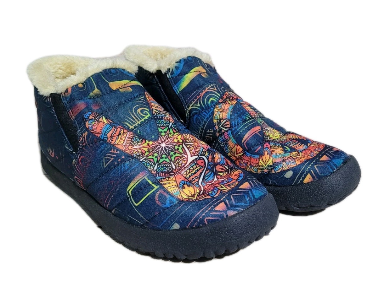 Yes We Vibe Slippers Volkswagon Peace Sign M 7 W 8.5 Faux Fur Lined Booties