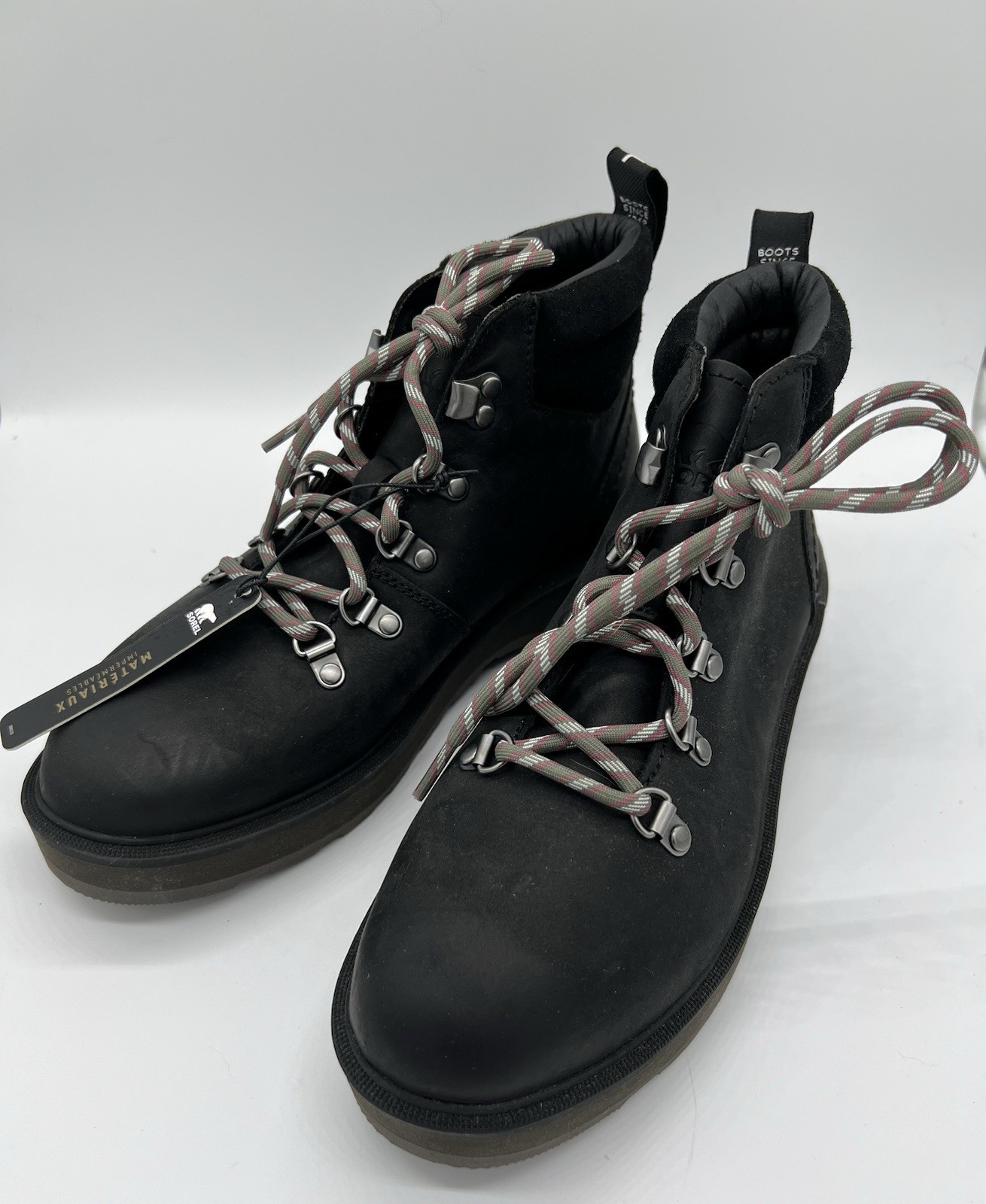 Sorel Women’s Black Leather & Rubber Sole Lace-Up Hiking Ankle Boots Size 8.5
