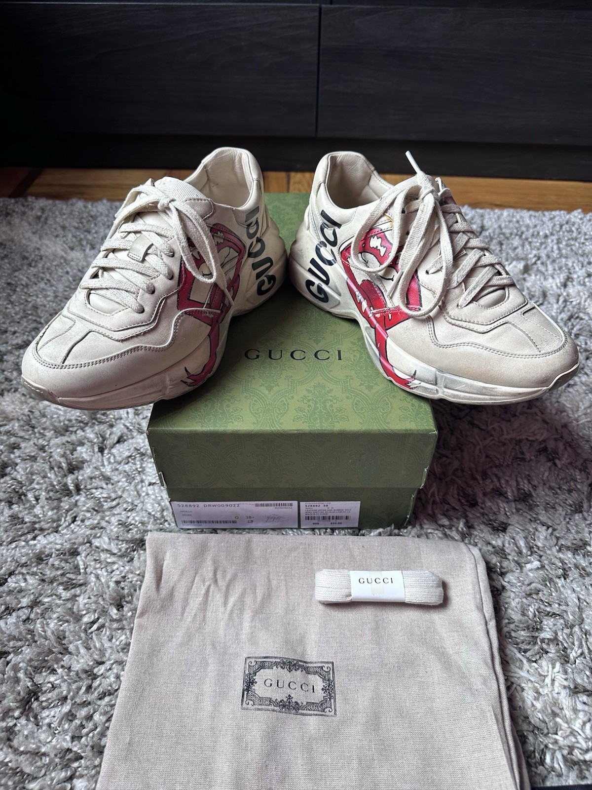 Gucci Womans Size 38.5 Rhyton Sneakers.(Box And Dust Bags) AUTHENTIC!
