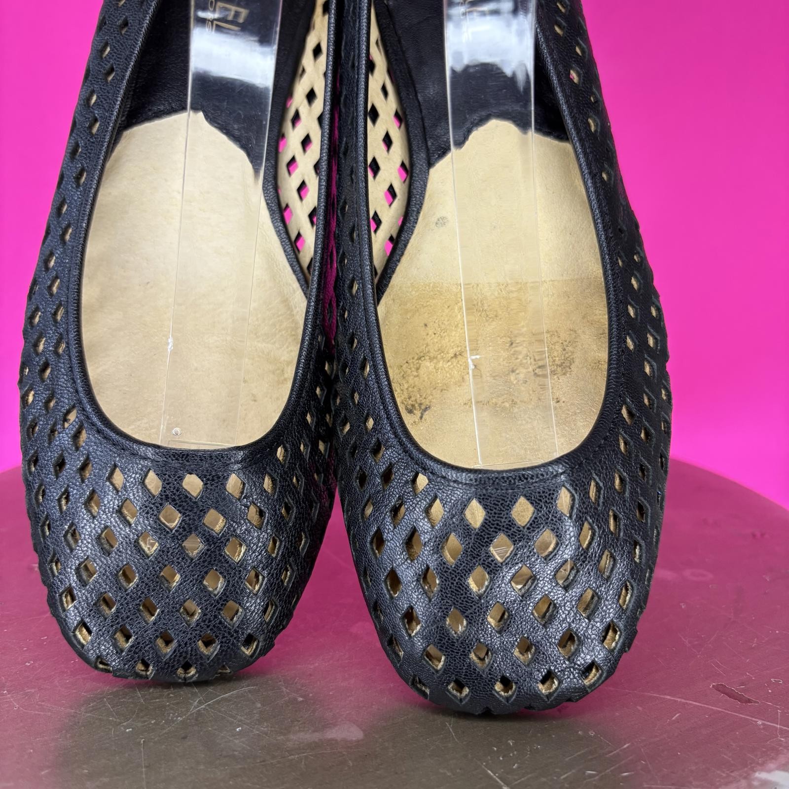 Michael Kors Black Leather Cutout Square Toe Flat US 6 UK 3.5 EU 36