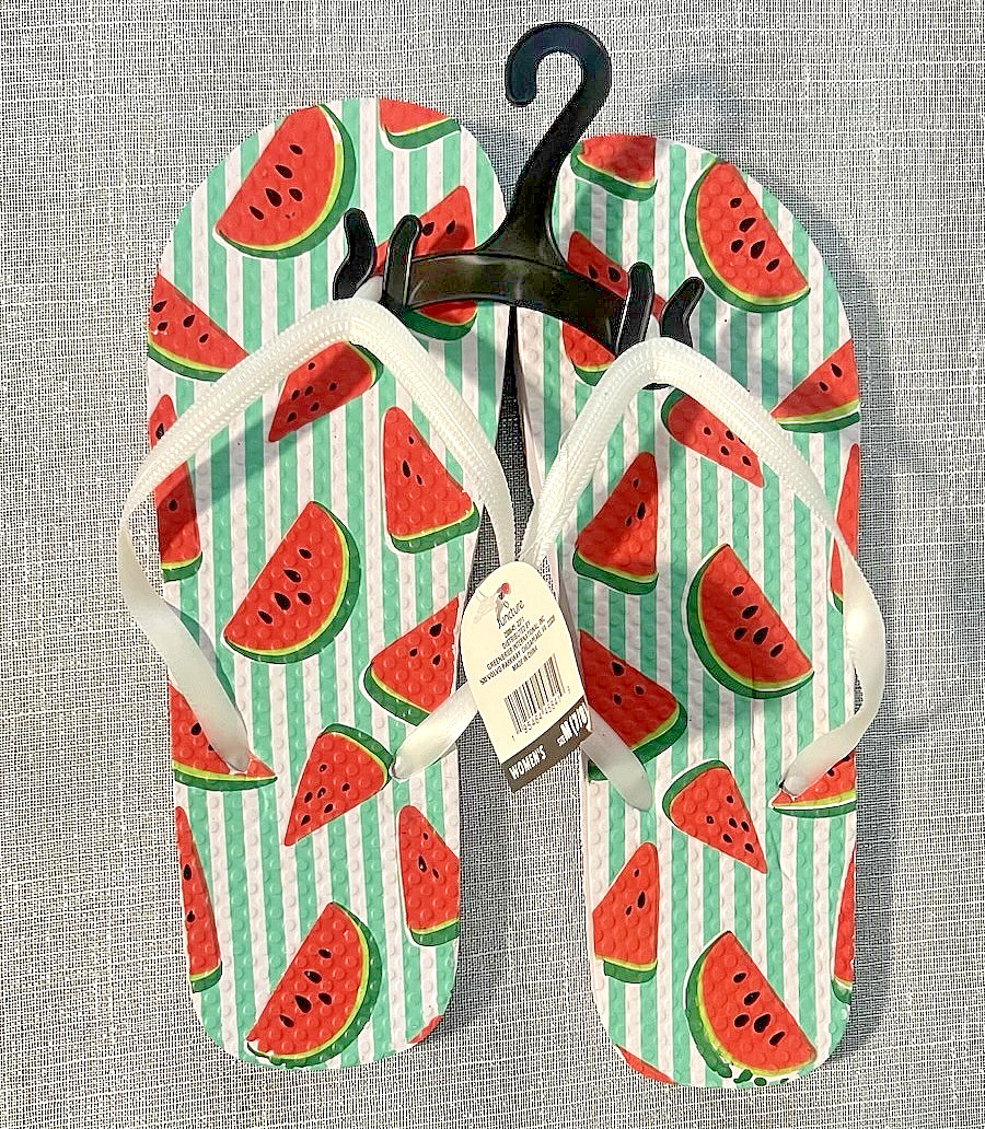 Lot of 3 Juncture Womens Flip Flops Size M 7/8 Summer Fruit Watermelon Citrus