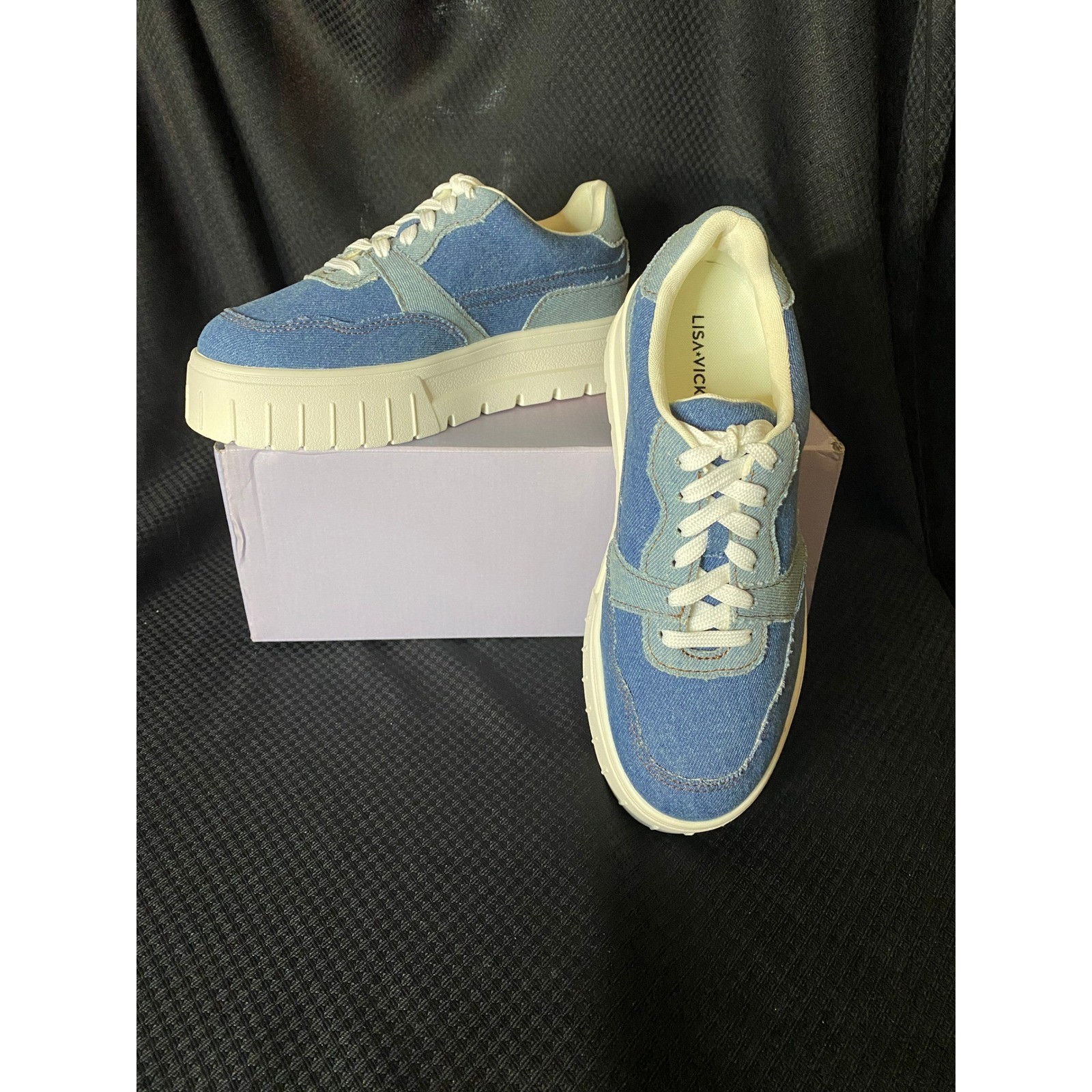 Lisa Vicky Pal-V Denim Platform Sneakers Blue Women’s Size 8 M New in Box