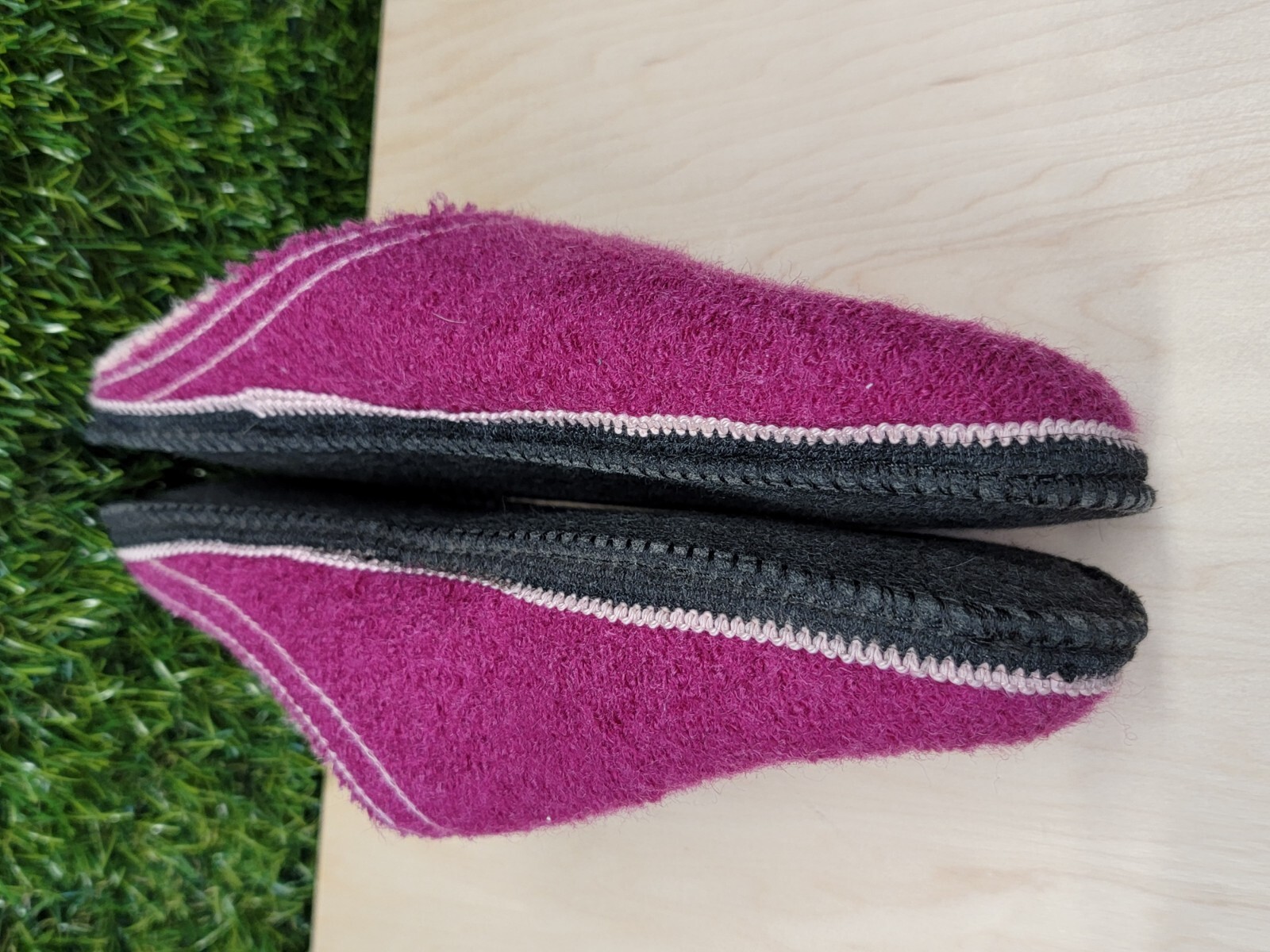 Kitz Pichler Austria Boiled Wool Hot Pink Slippers Women’s House Shoes Sz 37 EUR