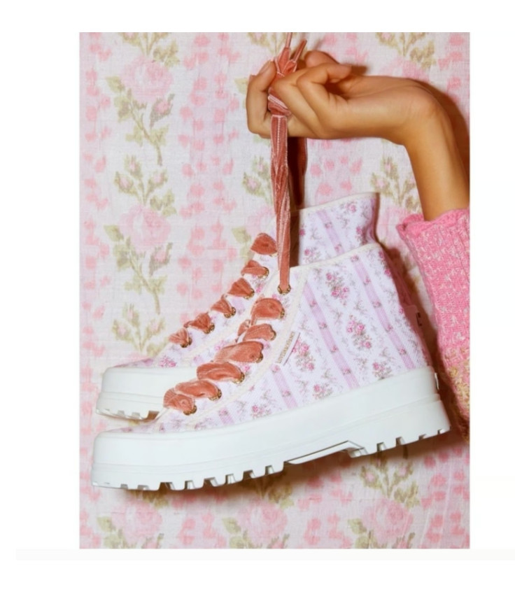 Superga x Love Shack Fancy Floral High-Top Sneakers with Pink Accents