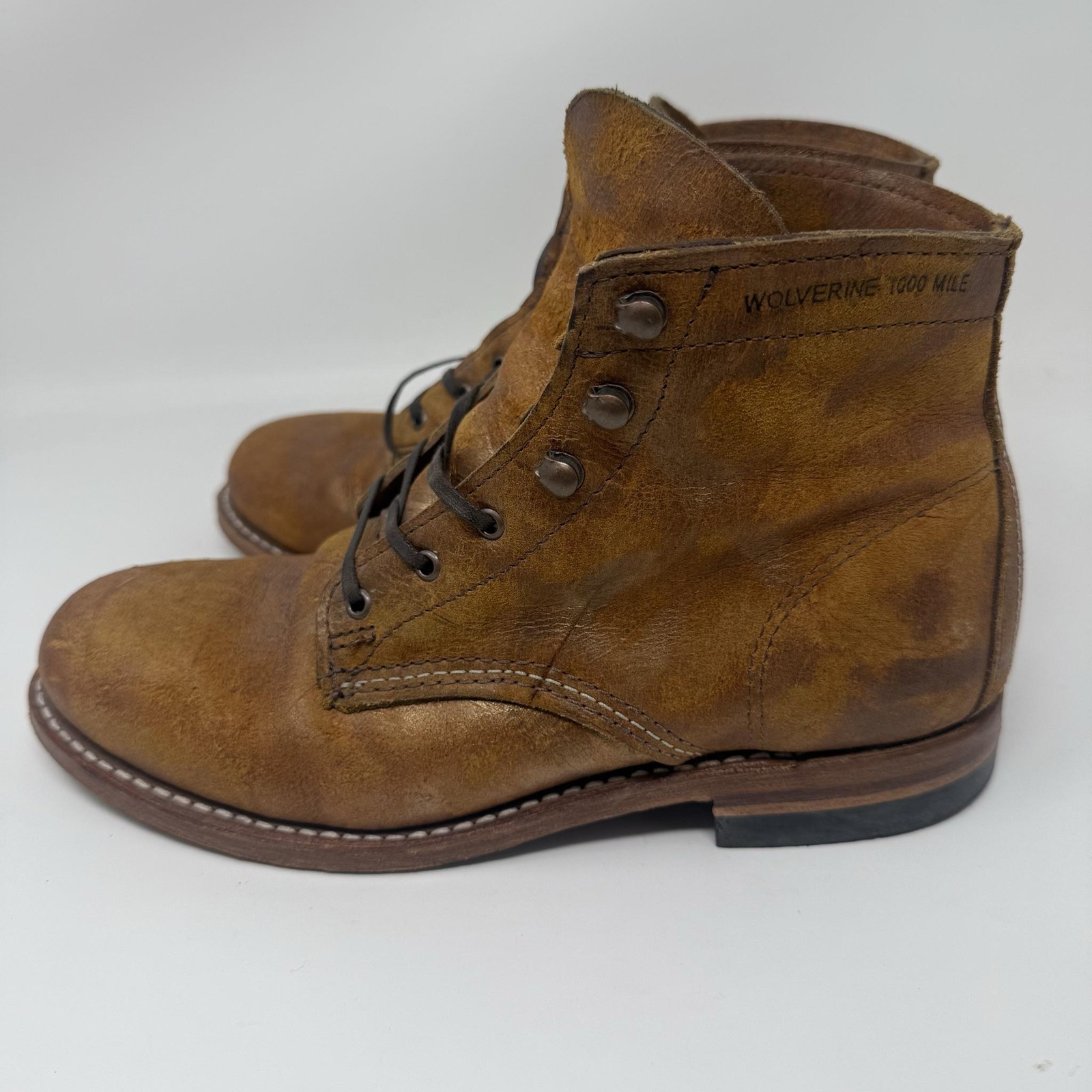 Wolverine Boots Womens Size 7 Leather 1000 Mile Lace Up Combat Boots Made USA