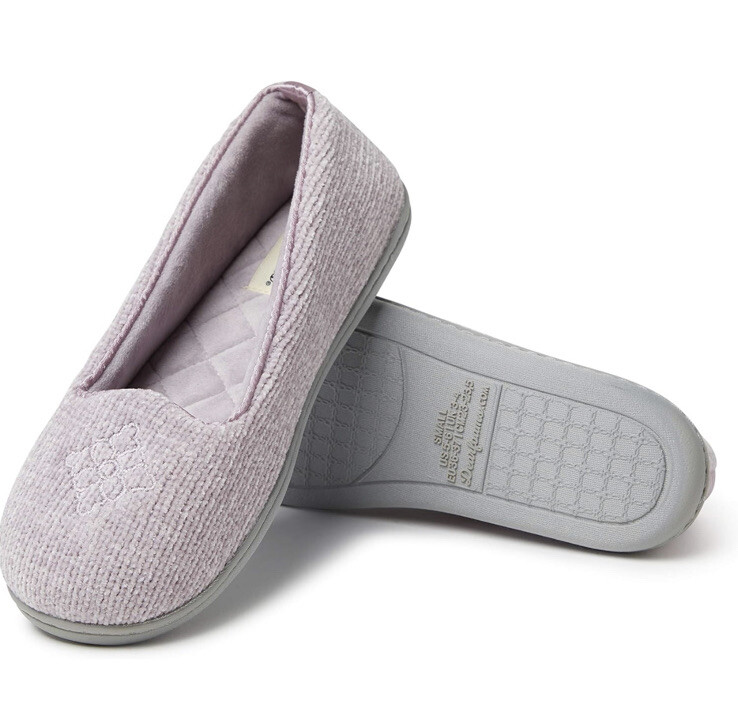 Dearfoams Women’s Chenille Closed Back Slippers Size XLW Frosted Plum