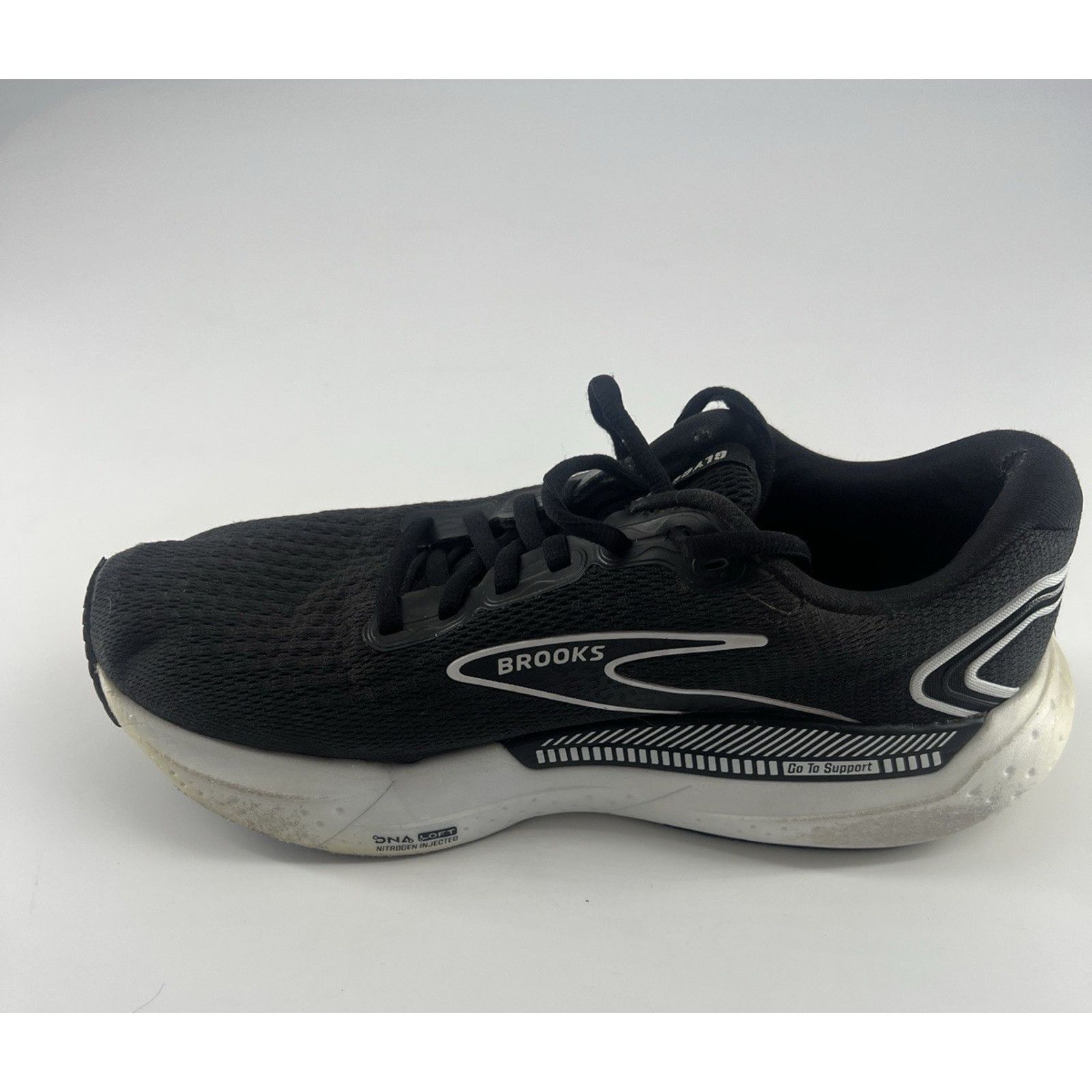 Brooks Glycerin GTS 21 Women Sz 9 Black White Athletic Running Gym Train Sneaker