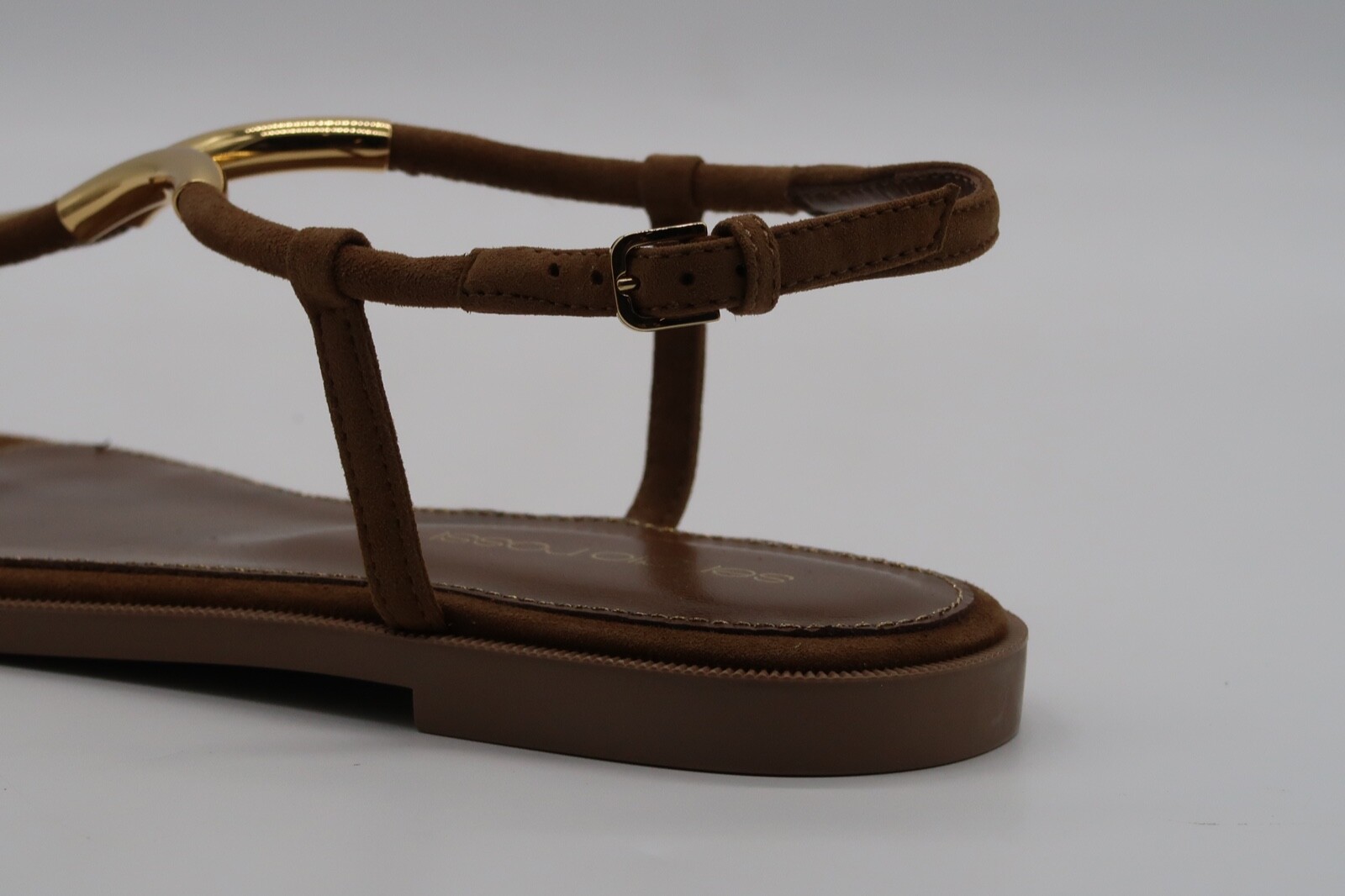 Sergio Rossi Tone Thong Suede Twist Gold Brown Sandals US 6 IT 36 Brand New $595