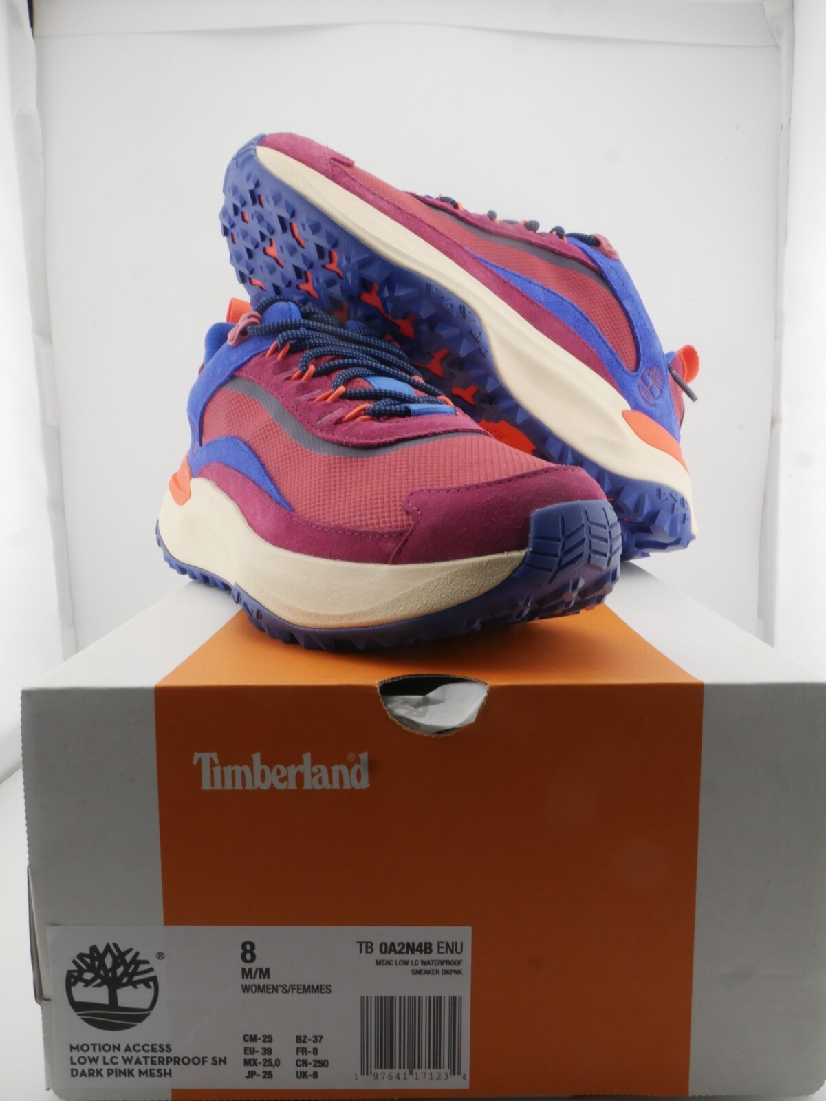 Timberland Women’s Size 8 Motion Access Low LC Waterproof SN Dark Pink Mesh