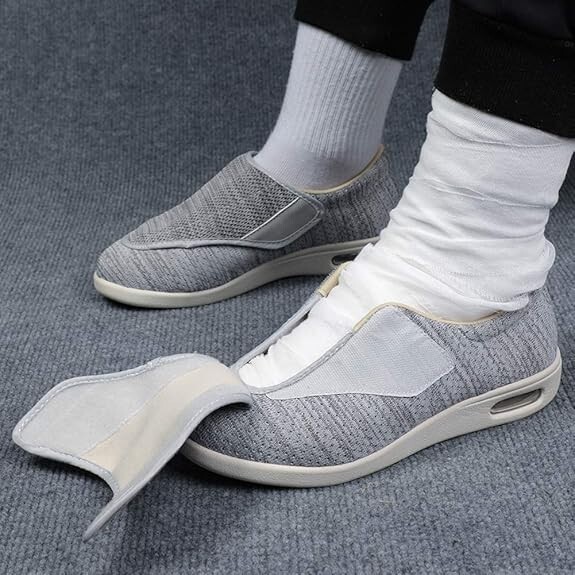 Women’s Wide Diabetic Edema Sneakers Easy On and Off Adjustable Strap, Classic