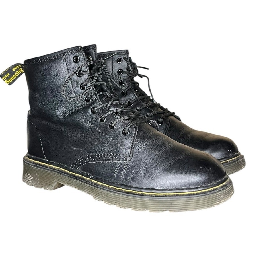 Doc Dr. Martens Delaney Leather Combat Boots Side Zip M4 W5 Black