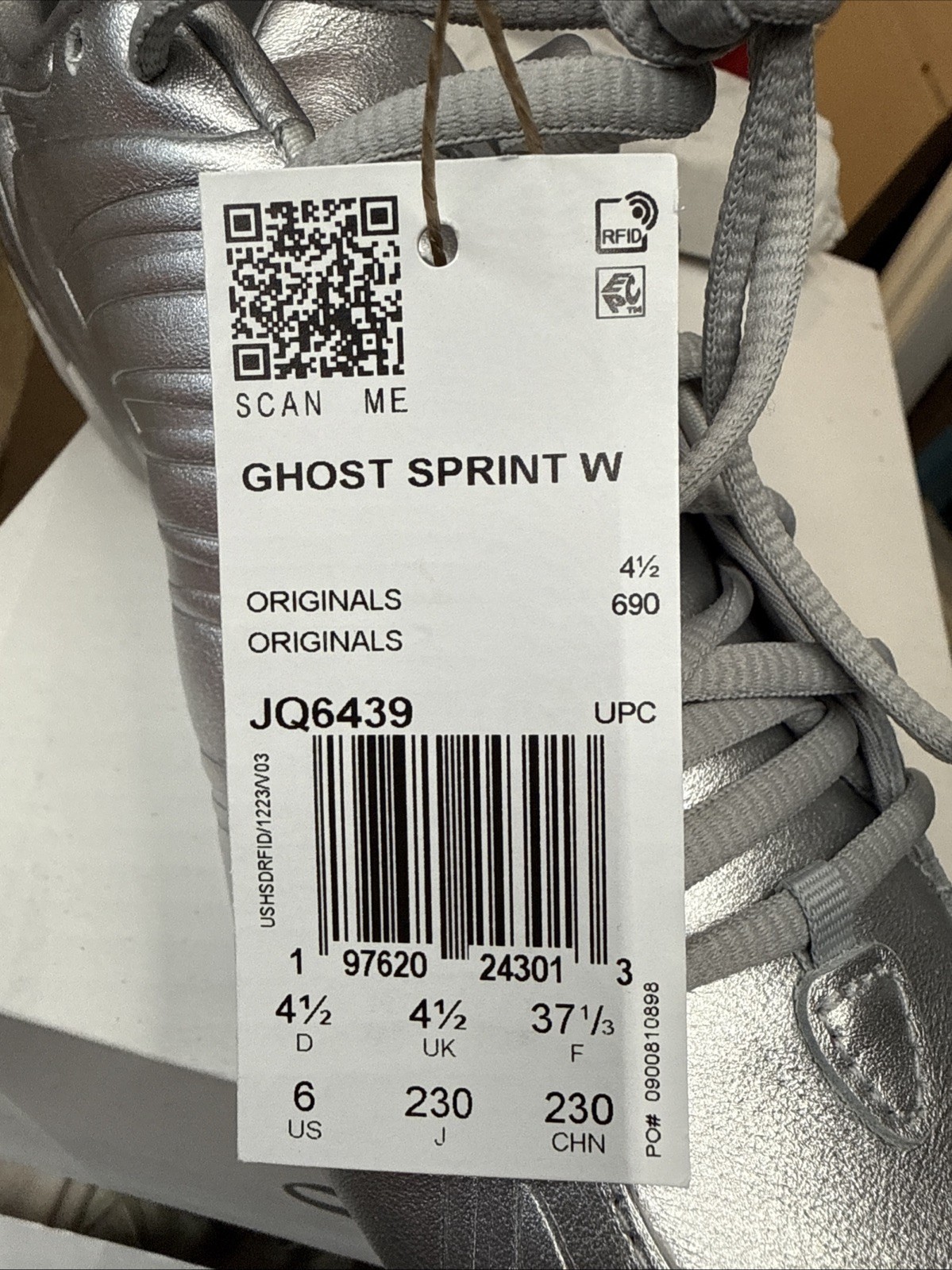 adidas Ghost Sprint Silver Metallic Womens Size 6 New in Box Rare Streetwear