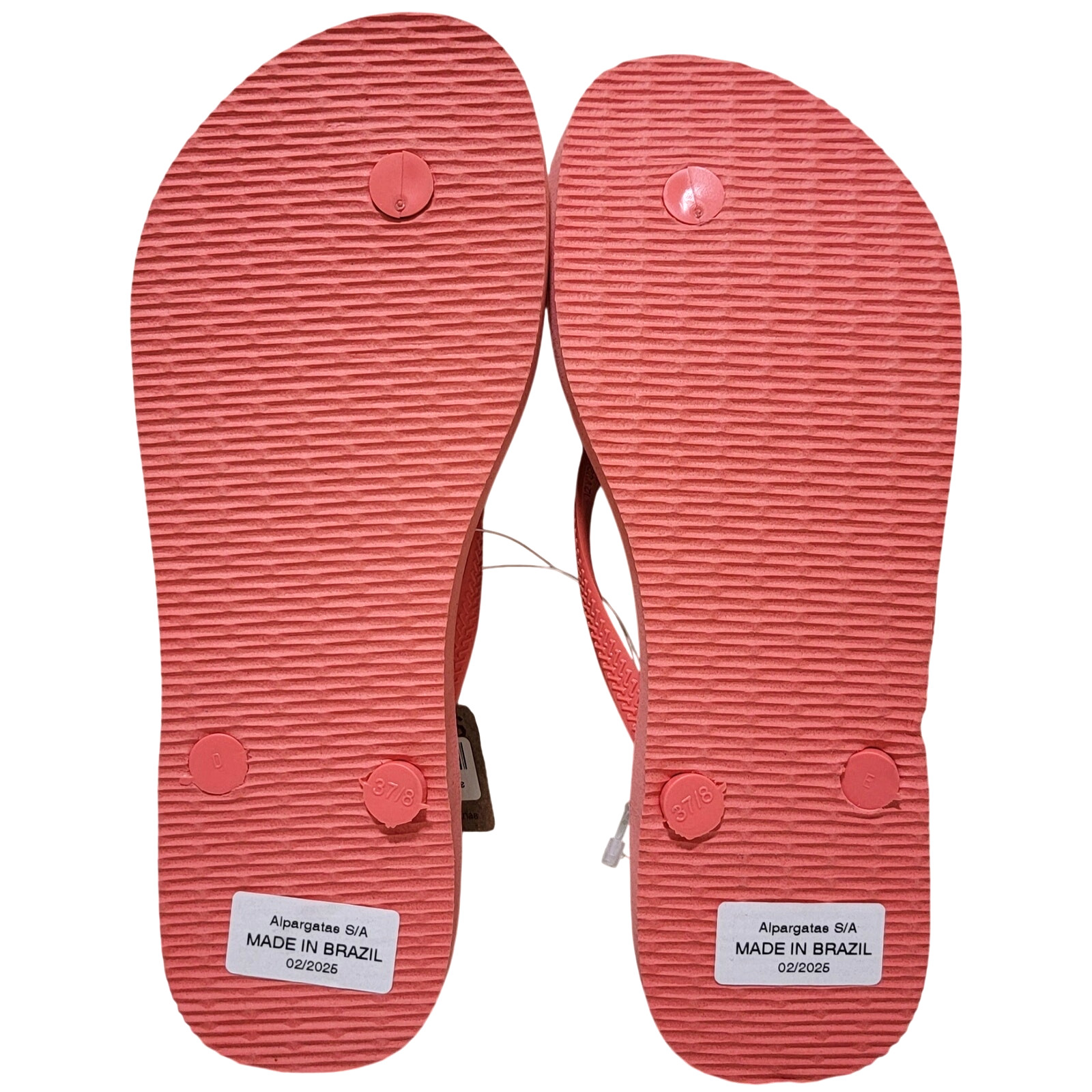 Havaianas Women Flip Flop Sandals Slim Tropical Size US 7/8 Coral Pink Floral