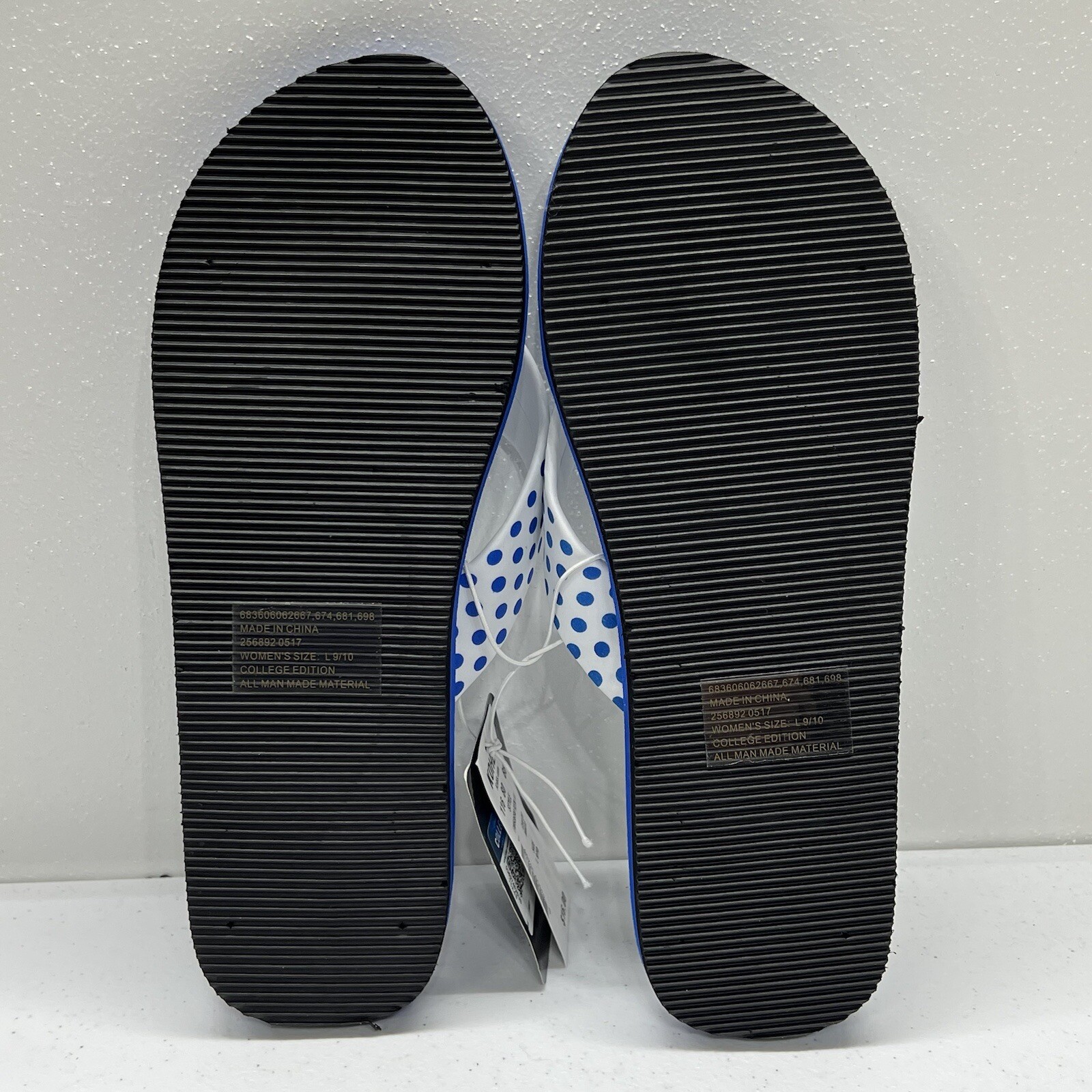 College Edition Women’s UK Blue And White Flip Flop Sandals – Size L 9/10