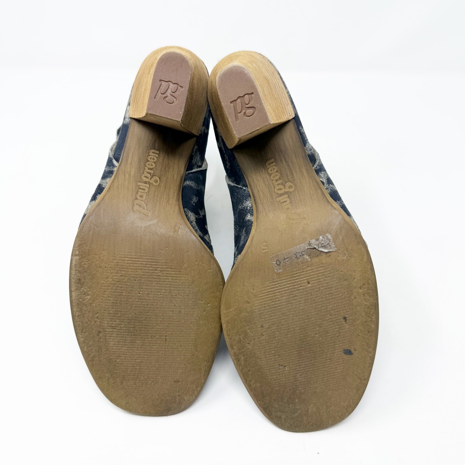Paul Green Blue-Gray Suede Open Toe Mules Sz 5UK/US 7.5 Side Zip Made in Austria
