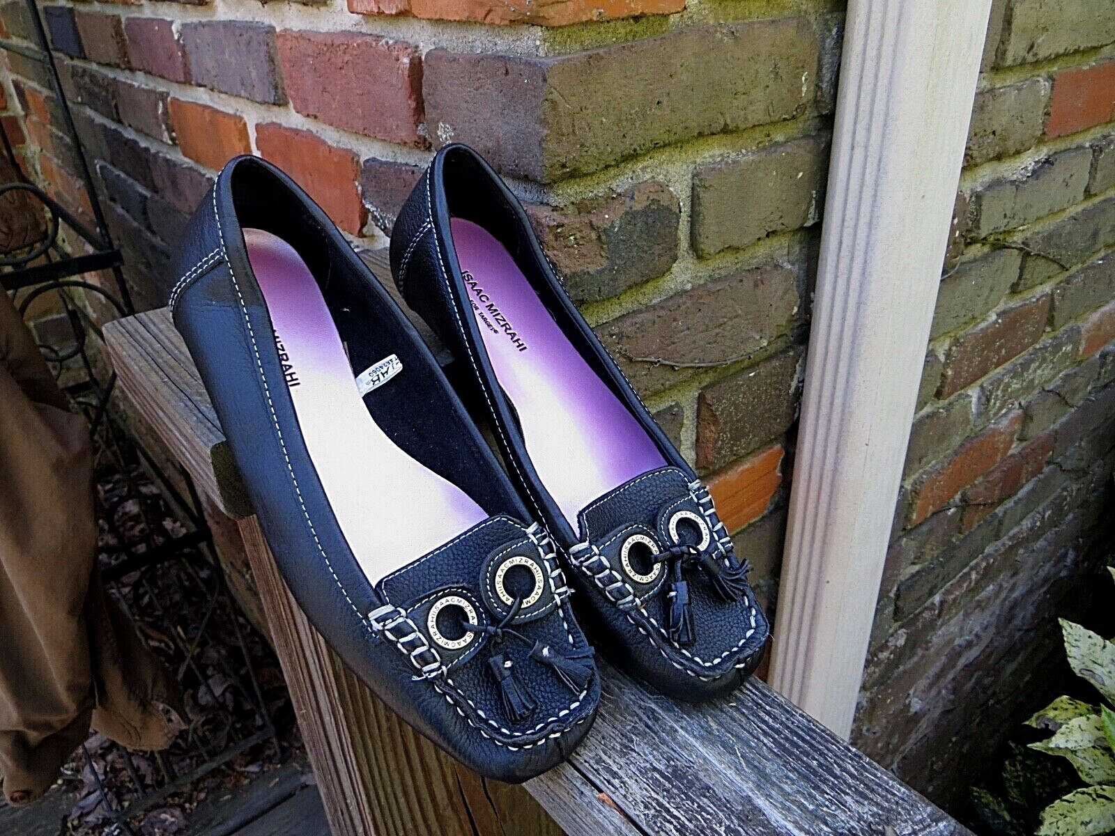 Isaac Mizrahi for Target «Gail» black pebbled leather tassel loafers, 8, EUC!