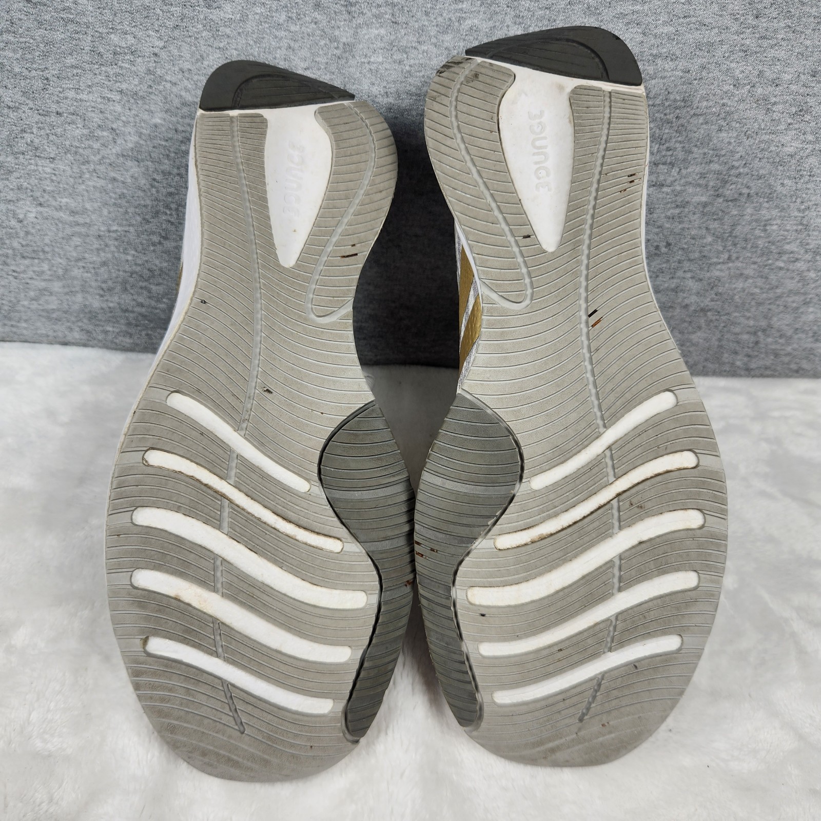 Adidas Bounce Edge Lux Women’s Running Shoes White/Gray Zebra Striped Size 9.5