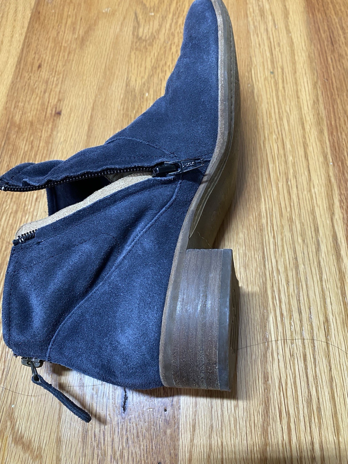 PAUL GREEN Navy Blue Suede Ankle Botties with Side Zipper Size US 8.5 NARROW