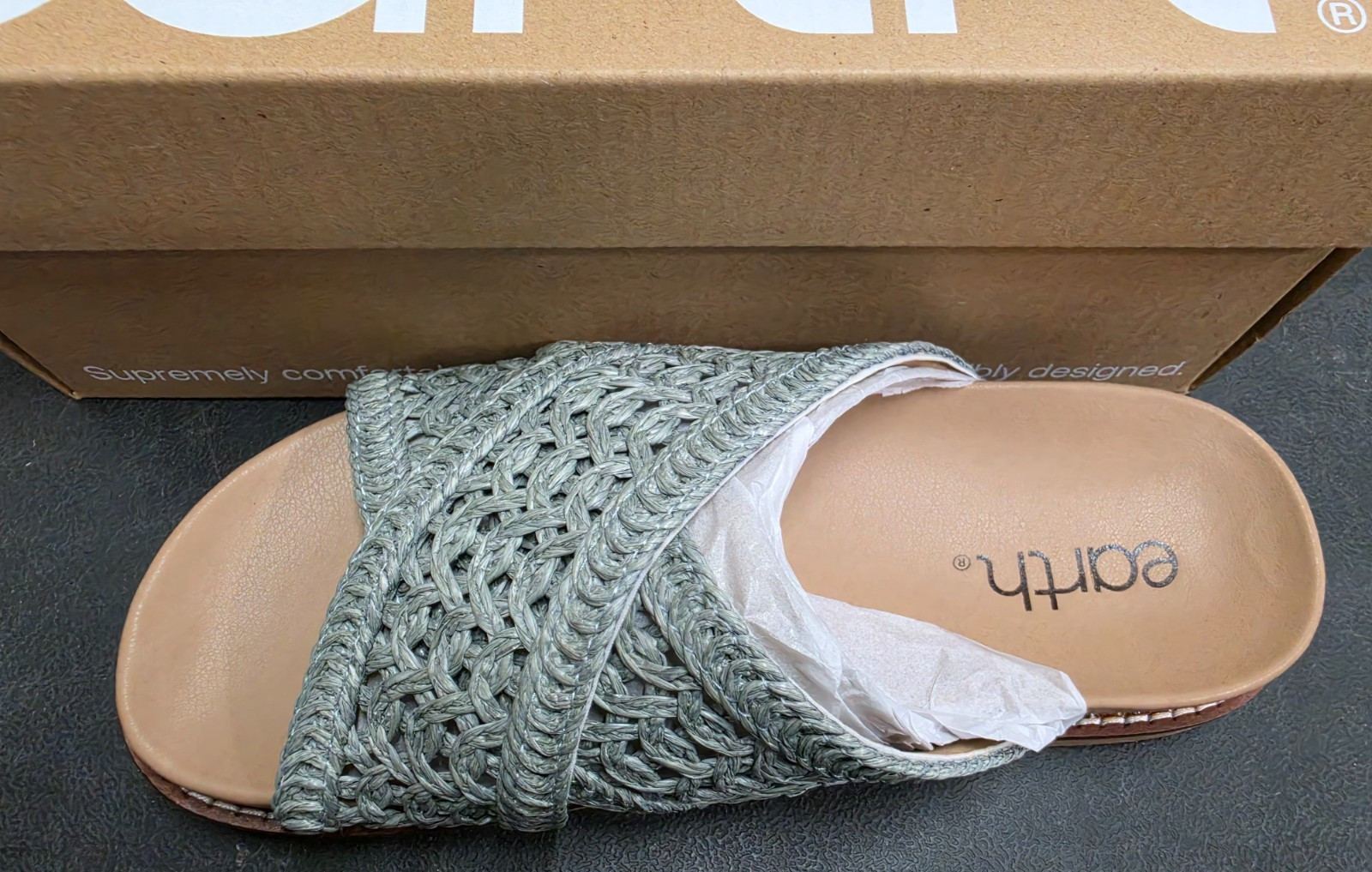 Earth Flurry 2 Round Toe Slip-on Casual Sandals Medium Blue 420 Ladies SZ 6 M