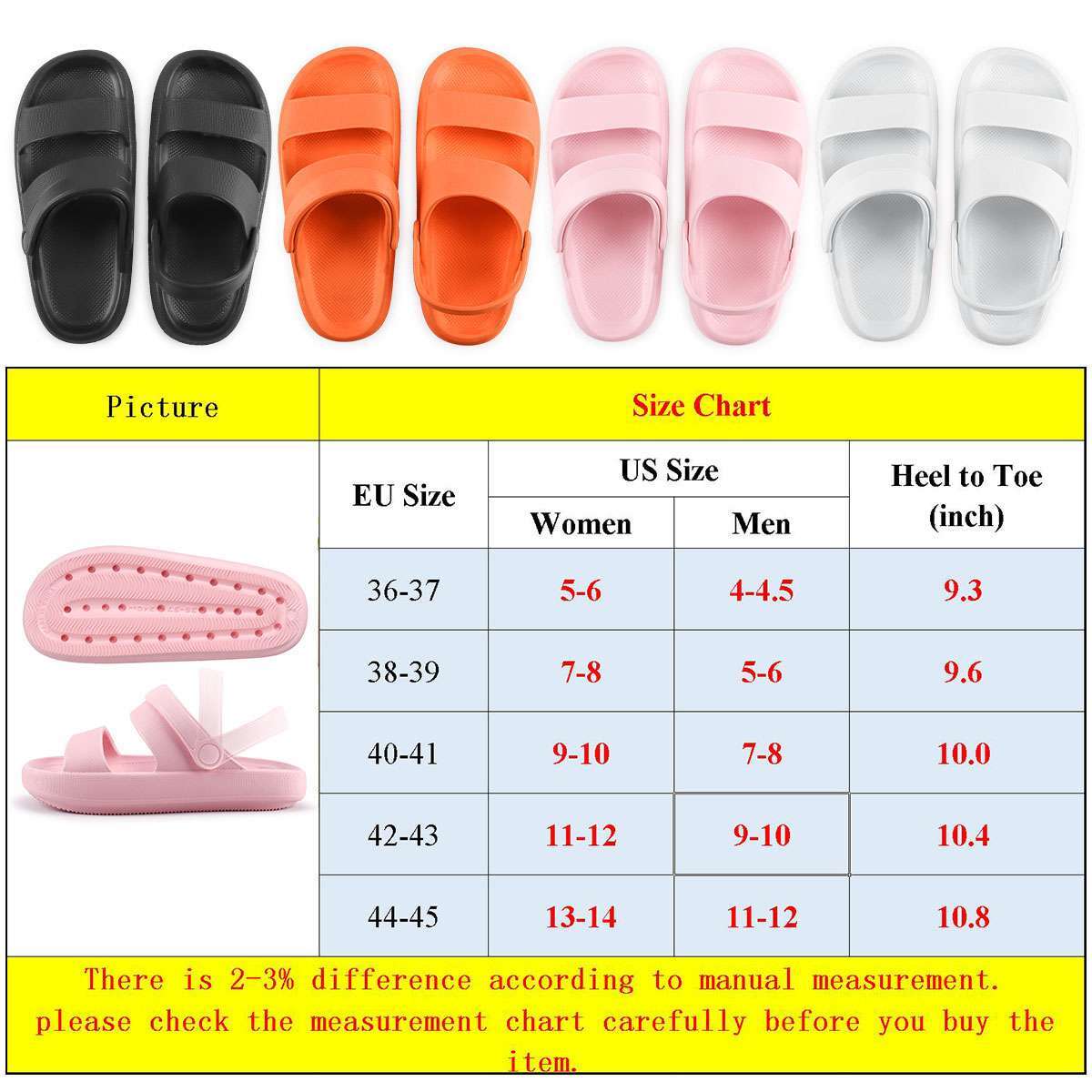 Ultra Soft Pillow Anti-Slip Sandals Slipper Feellike Cloud Home Outdoor Shoes