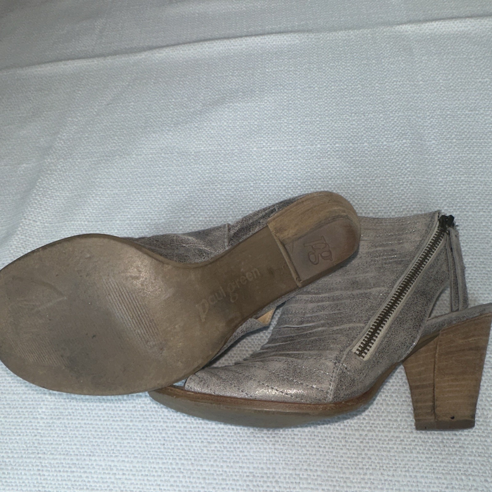 Paul Green Leather Open Toe Ankle Bootie Zip Closure Solid US 4.5