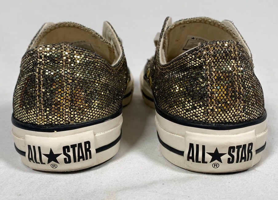 CONVERSE ALL STAR Gold Glitter Metallic Sequin Women US Size 5 Low Top Sneakers