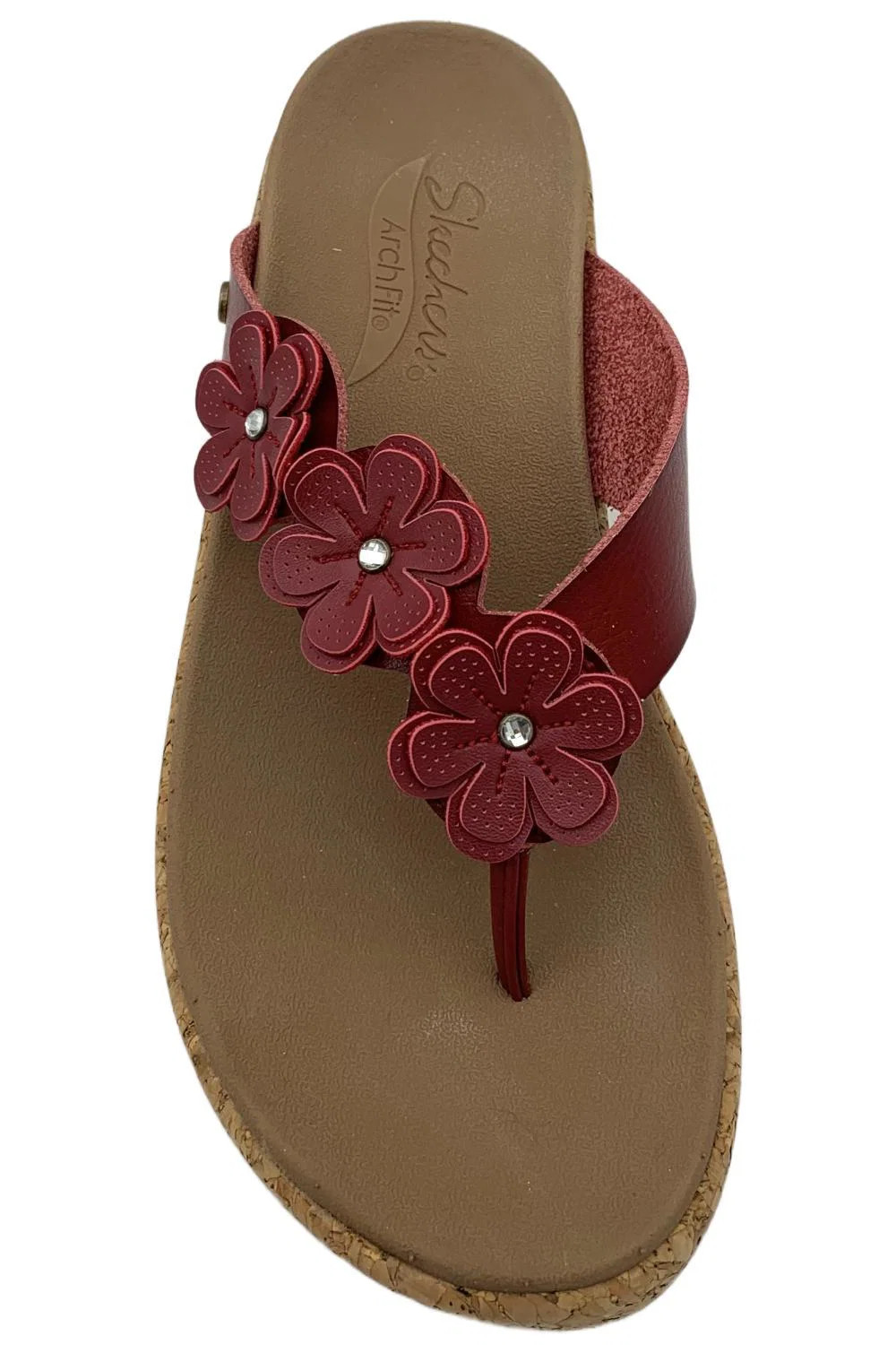 Skechers Women’s Rare Blossom CaliArch Beverlee Thong Sandals Red