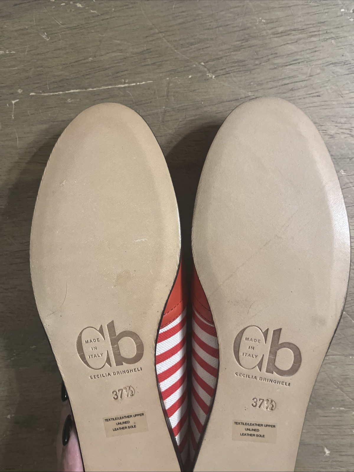 Cecilia Bringheli CB Made in Italy Red/White Textile Loafer Flats Shoe 37.5 – 7