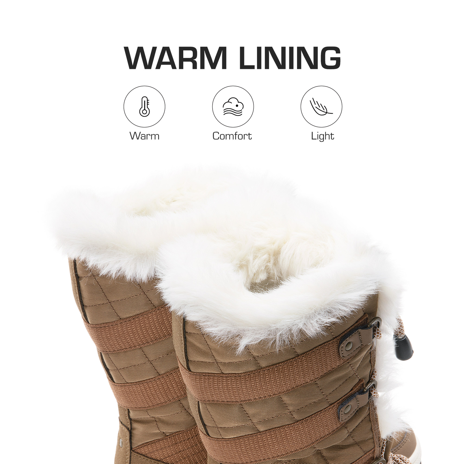 Women’s Snow Boots Soft Warm Fur Lined Lace up Mid Calf Outdoor Indoor Ski Boots
