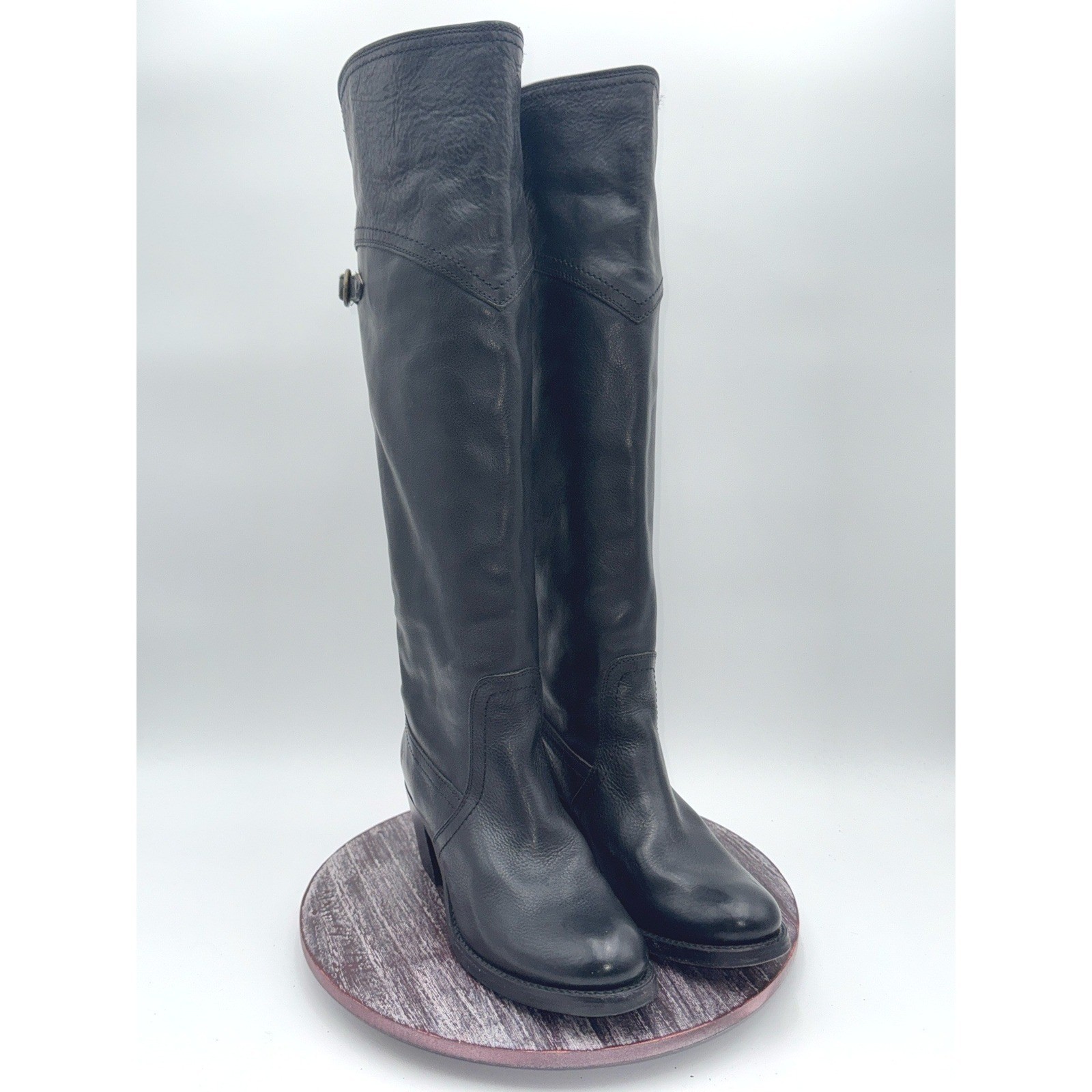 Frye Boots Womens 7.5 B Jane Tall Genuine Leather Buckle Riding Classic Black