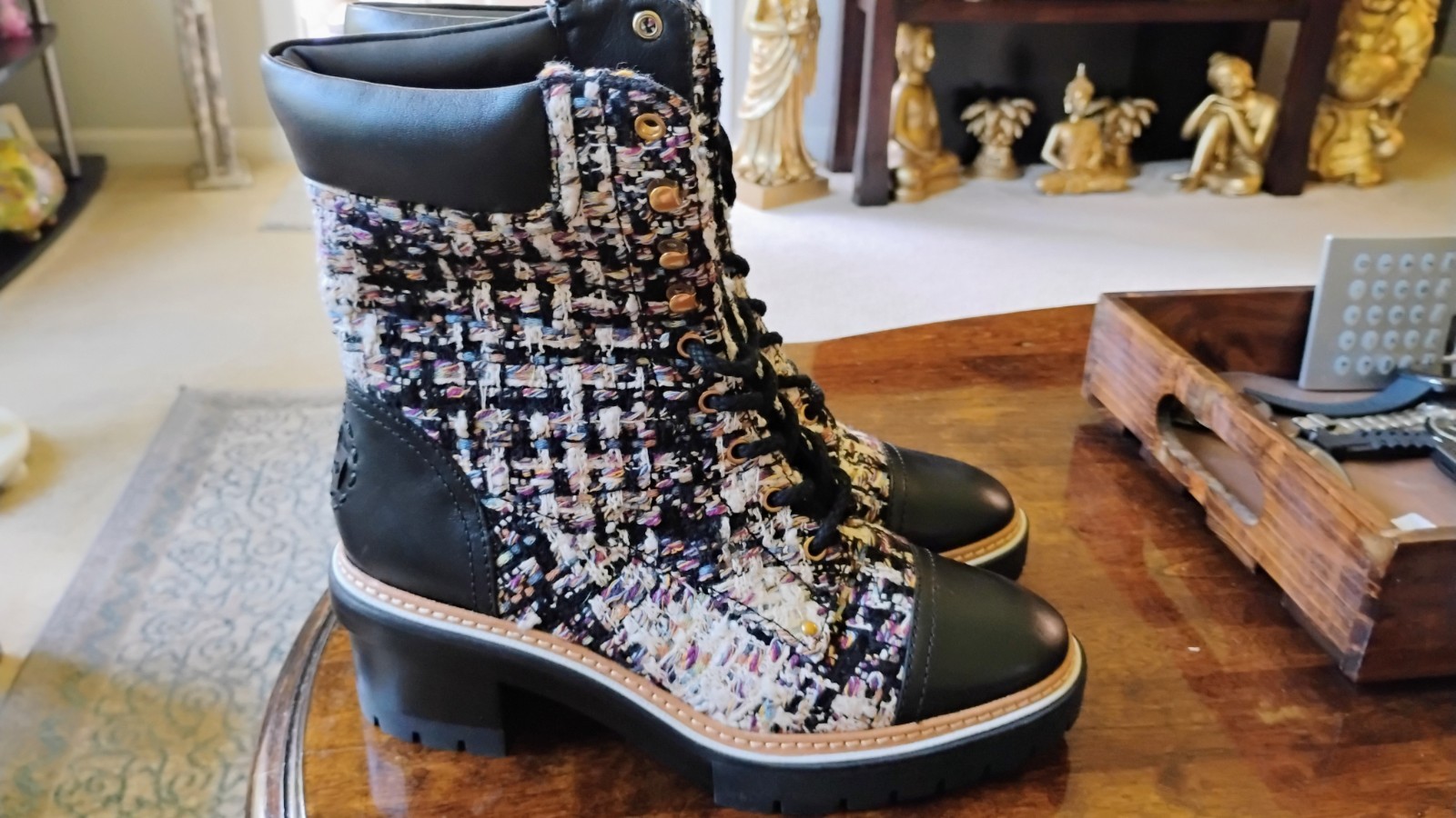 Tory Burch Tweed Miller Lug Boots