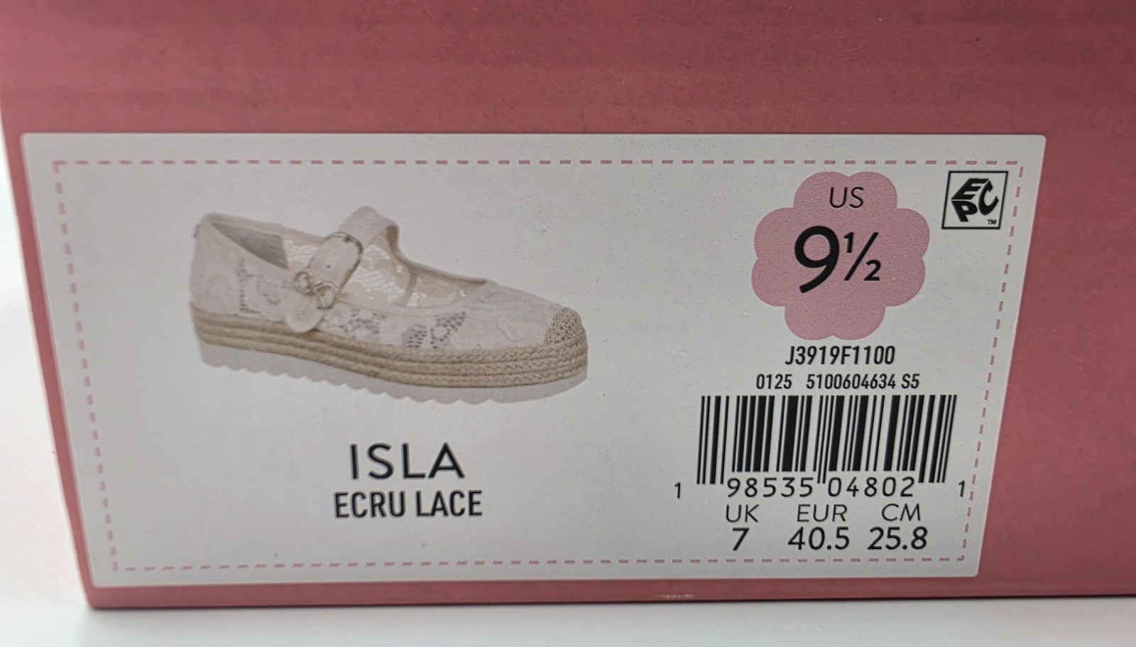 Sam & Libby Isla Espadrille Ecru Lace Mary Jane Platform Shoes Women’s 9.5 New