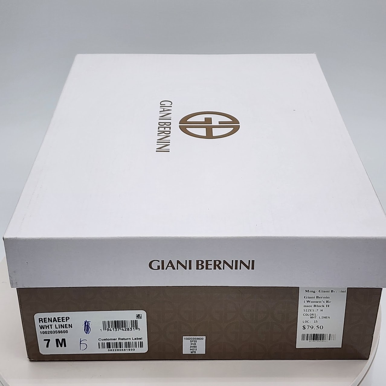 NEW – Giani Bernini Renaee Women’s White Linen Block Heel Sandals – Size 7