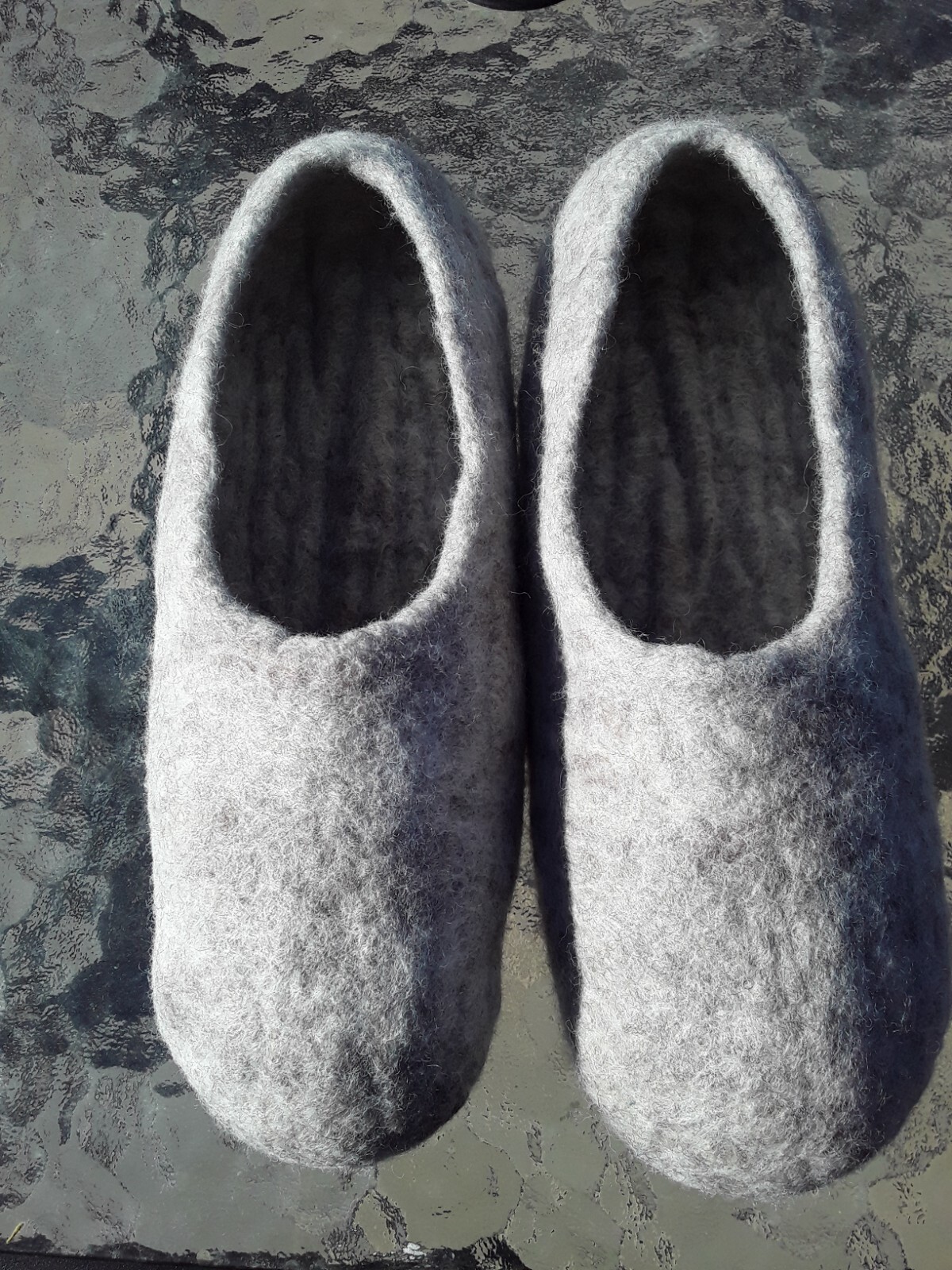 Grey Gray Slippers 100% wool merino blend Houseshoe made USA felt Size6 7 8 9 10