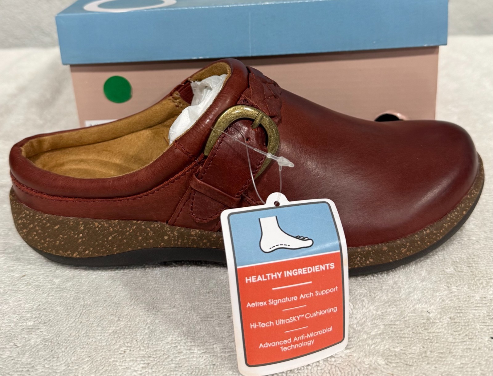 Women’s Aetrex Libby Burgundy Clog Size US 7 New In Box Save Big