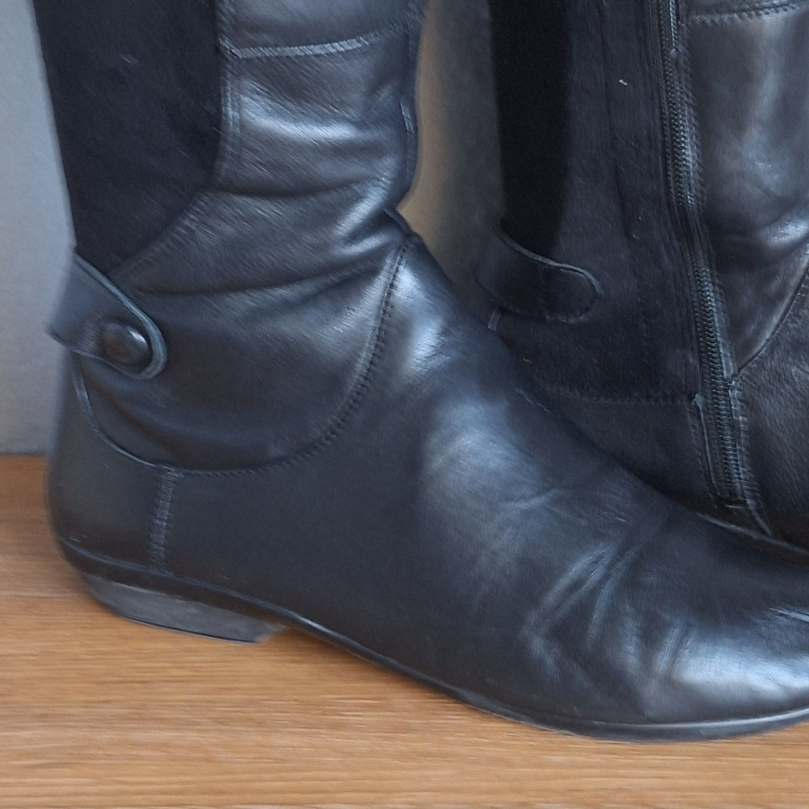 Dansko Odette Tall Leather Riding Boots Women’s 8.5 Black Zip Boots Wide Calf