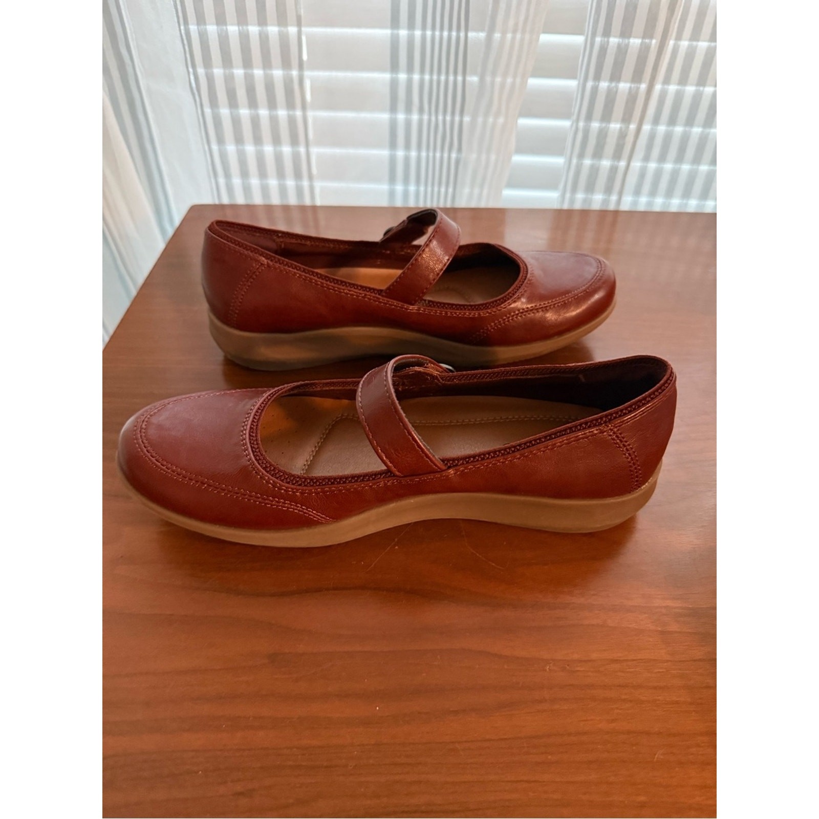 BareTraps Leather Mary Jane Flats in Rust Brown