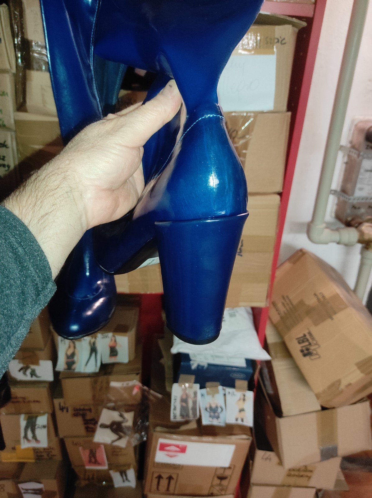 Handmade Rubber Boots Knee High Many Colours Heel 11cm Block – 41-47