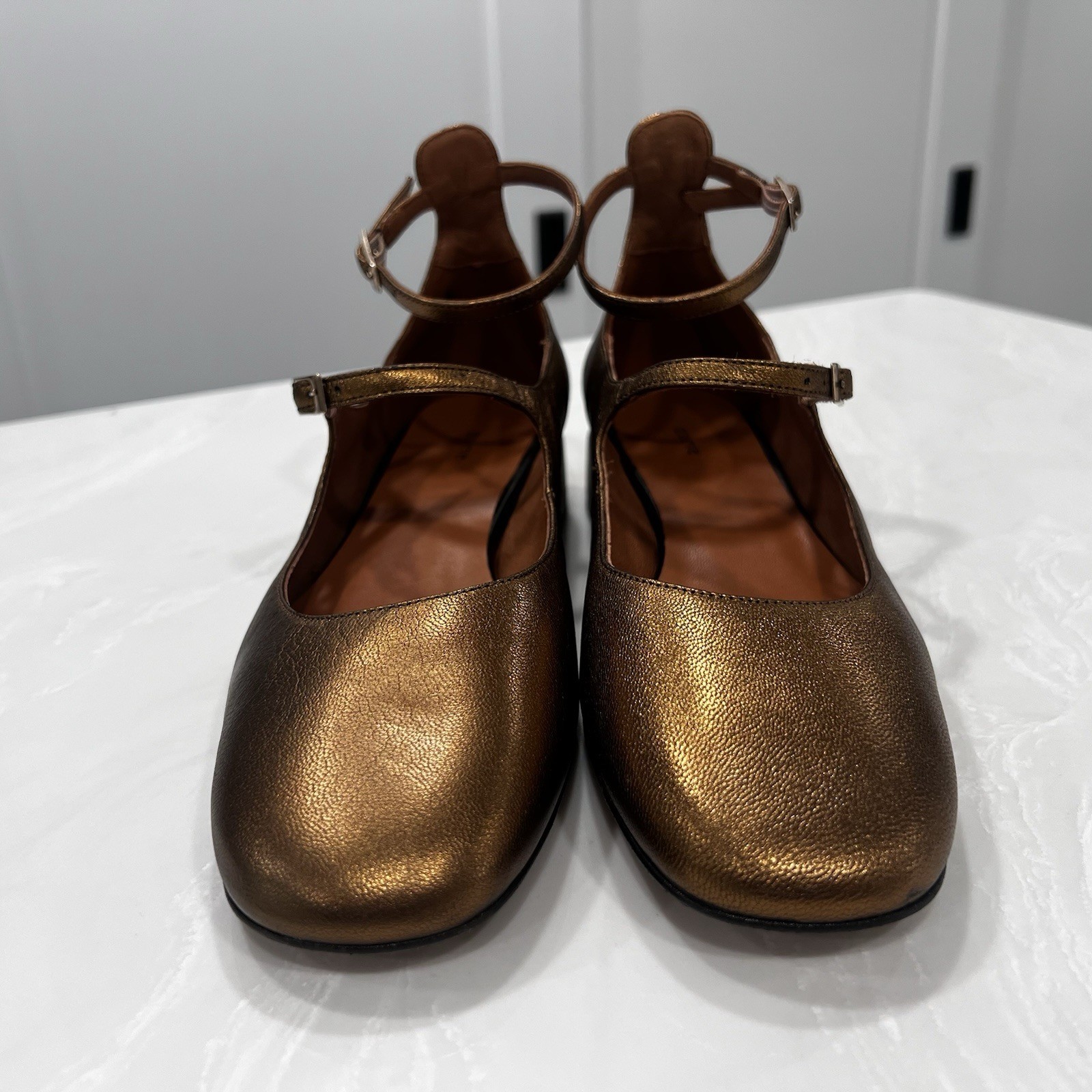 Maeve by Anthropology Women’s Mary Jane Shoes Size 38 US 7 Gold Brown Metallic