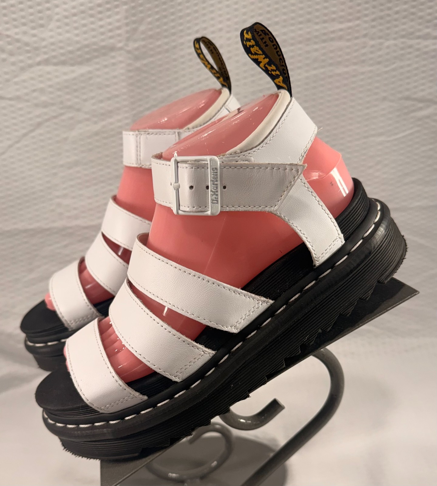 Womens Dr Martens Blaire Sandals Size 7 White Strap Black Sole Doc Martens