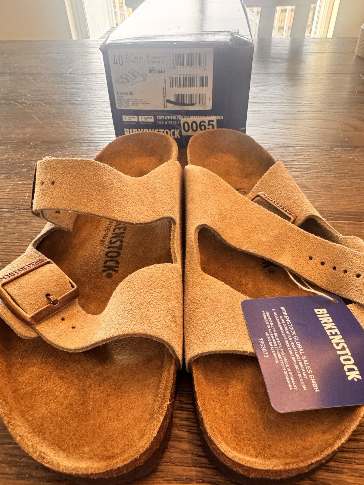 Birkenstock Arizona BS Beige Suede Slide Sandals EU 40 US 9 Regular Buckle