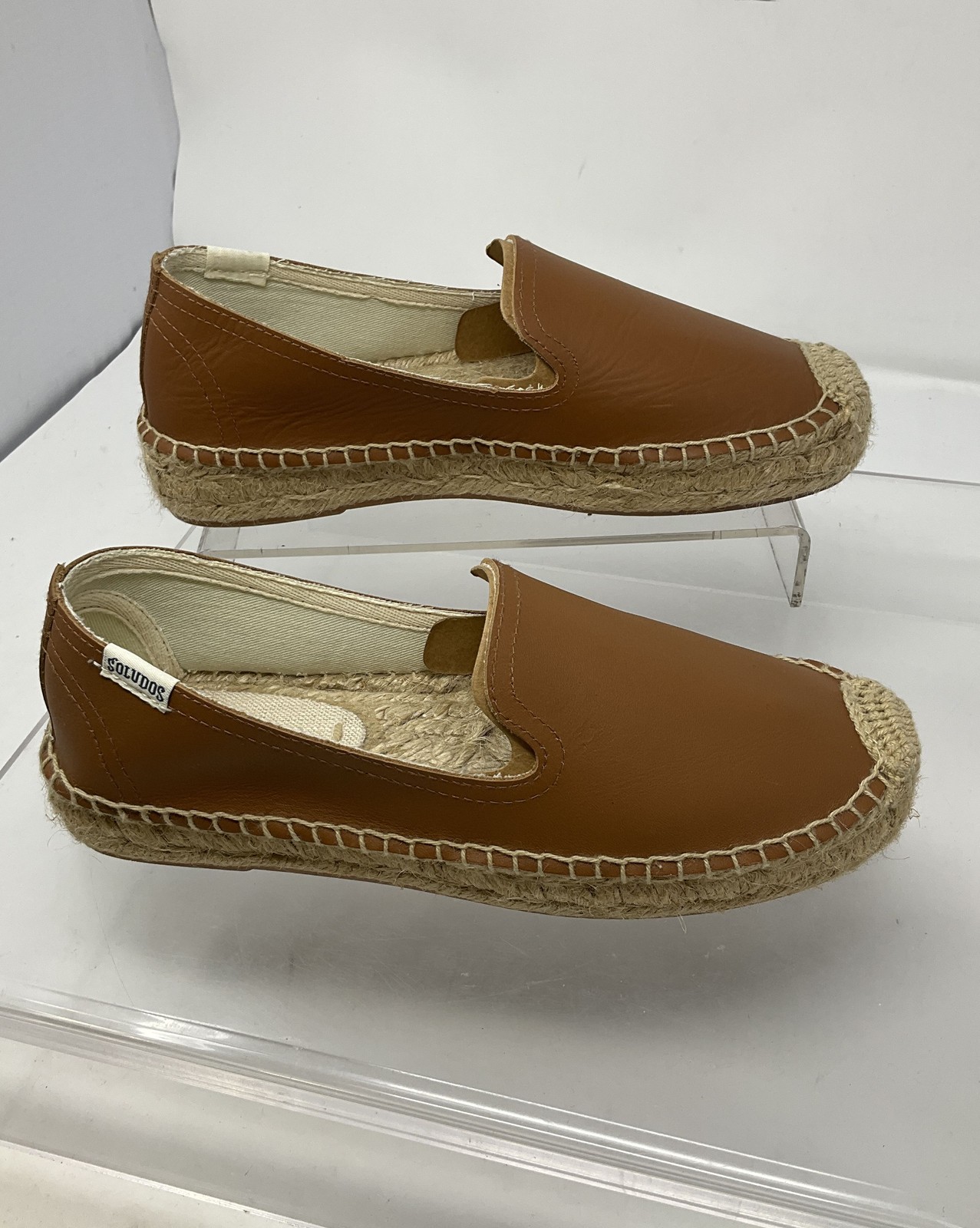 Soludos Brown Leather Espadrille Slip-On Shoes 5.5