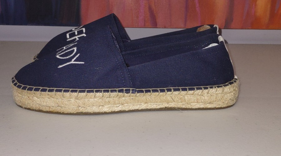 Aerie Navy Canvas Espadrilles Slip-On Flats Super Shady 100% Cotton Size 8 NWOT