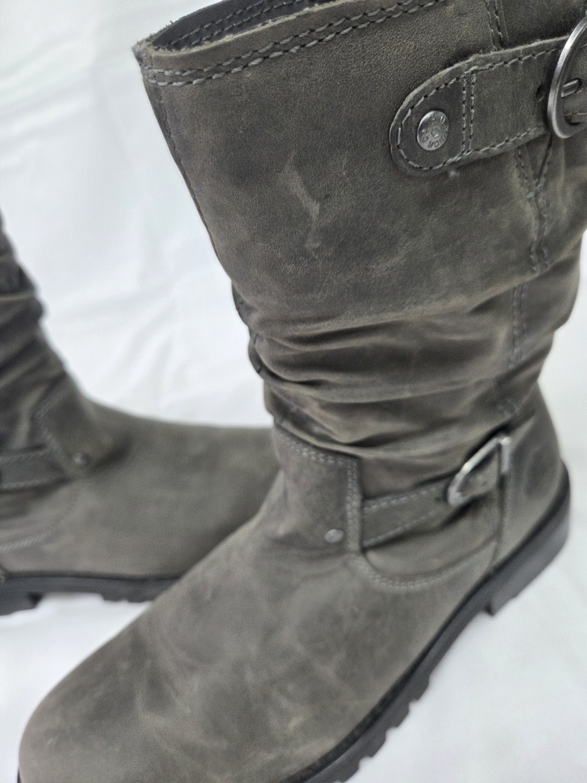 Harley Davidson Almand Waterproof Slate Grey Leather Biker Boots Women’s Size 10