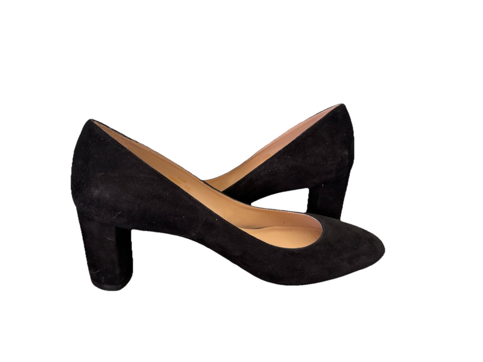 Stuart Weitzman Black Suede Power 50 Pumps Block Heel Round Toe Size 8B