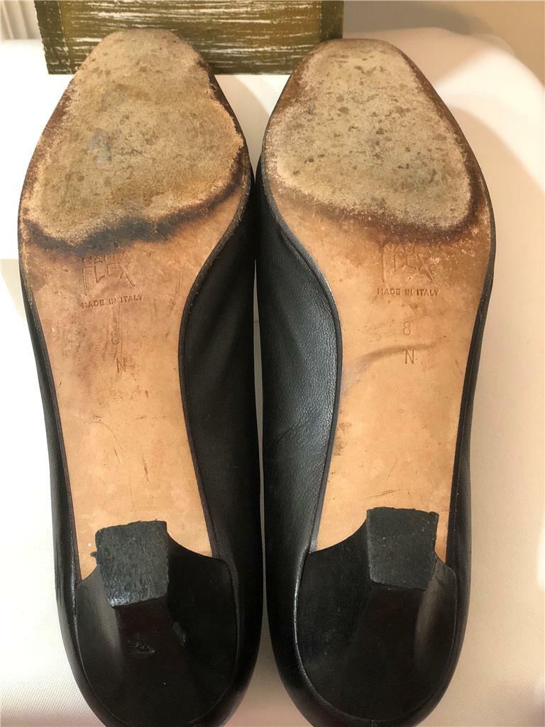 BALLY Italy Soft Black Leather Nappa Flex Semi Round Toes Pumps Sz 8N