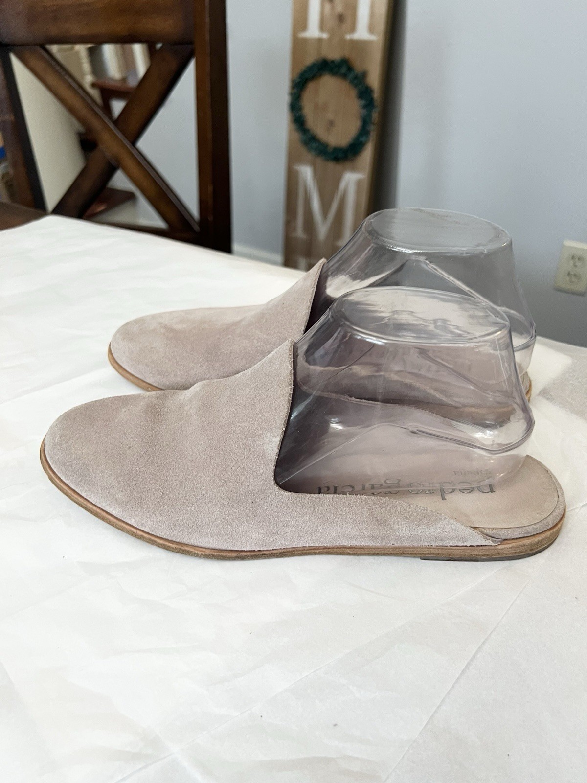 Pedro Garcia Suede Nude Blush Khaki Slides Mules Excellent Condition 38.5 8