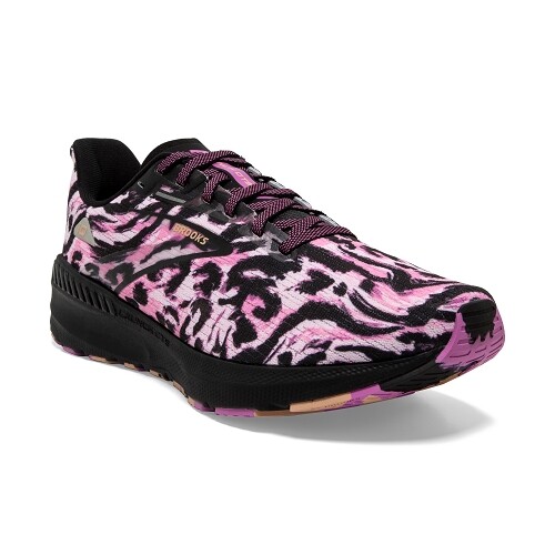 Brooks Launch GTS 10 Pink Black Leopard Women Road Running Shoes 1203991B010