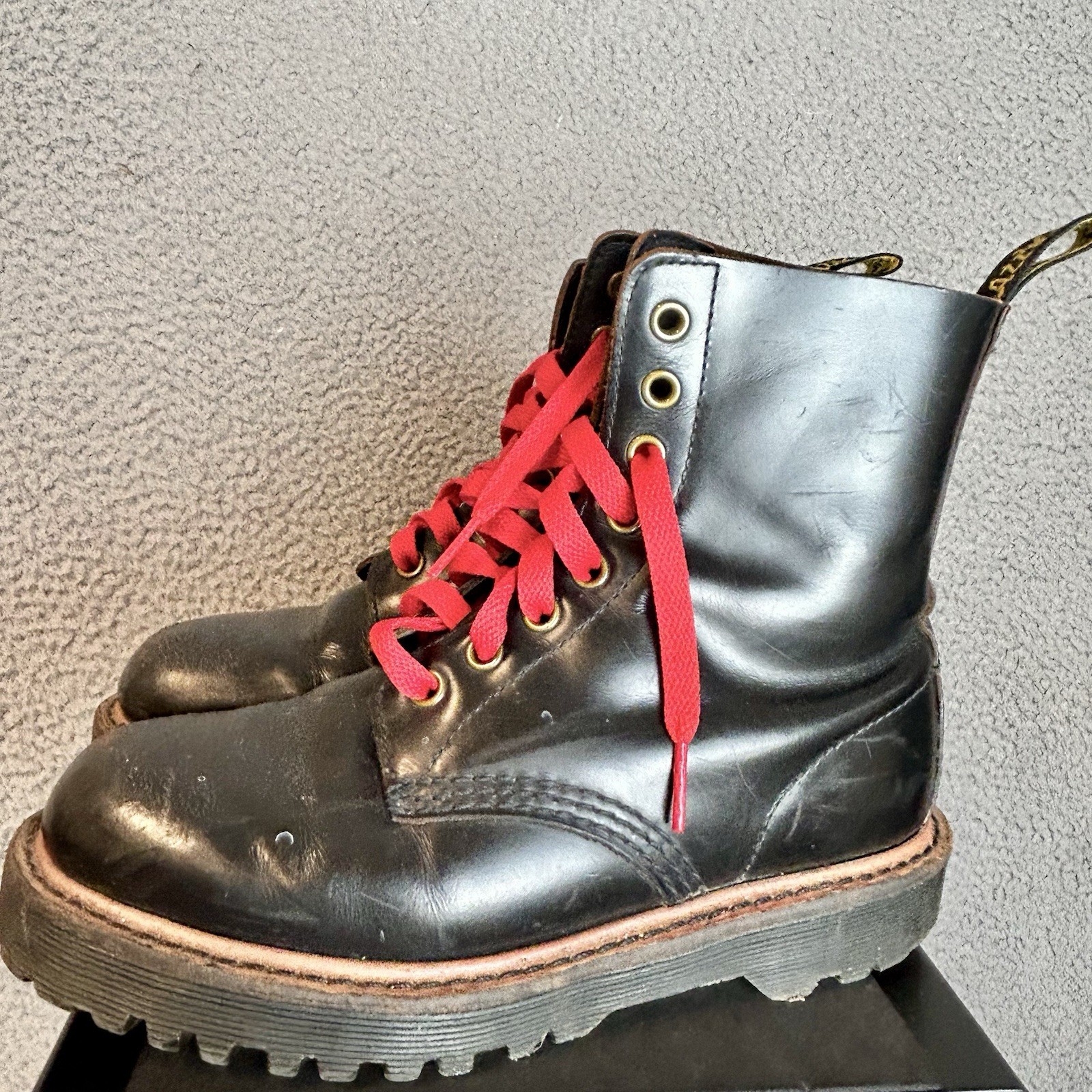 Dr. Martens 1460 Pascal Virginia Leather Boots for Women Red laces Size US 5